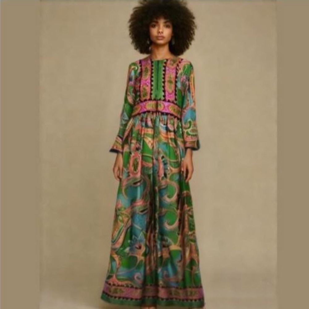 Vintage Keyloun Maxi Dress, Zip Front Size 12.